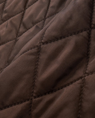 Close-up of a brown quilted fabric texture
