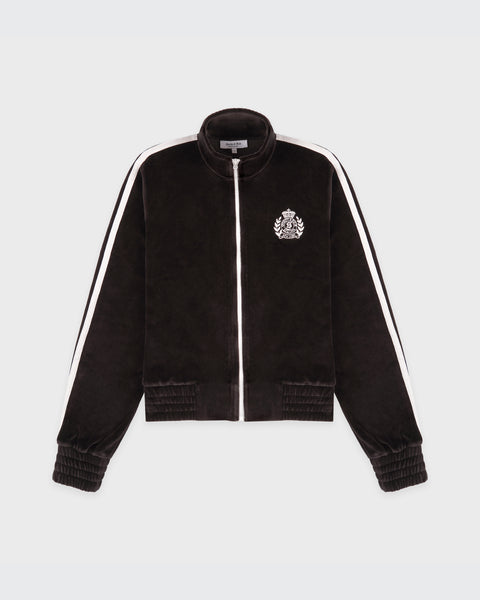 NY Crest Elio Velour Track Jacket - Chocolate
