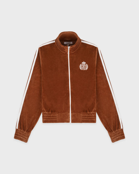 NY Crest Elio Velour Track Jacket - Tobacco