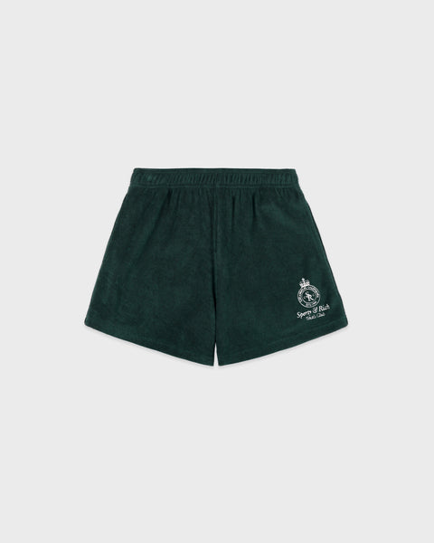 Crown Tennis Velour Short - Forest/Ecru