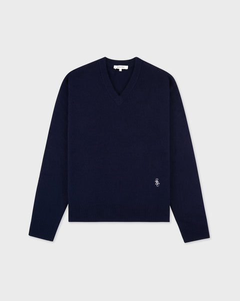 SRC Cashmere V-Neck Sweater - Navy