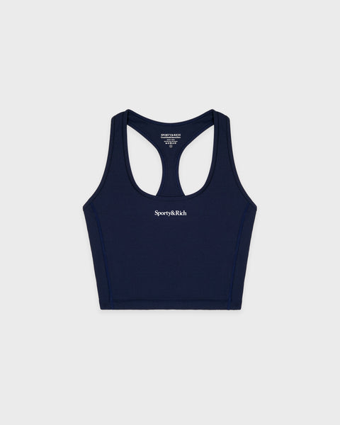 Serif Logo Sports Tank - Navy/White