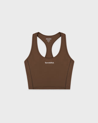 Serif Logo Sports Tank - Toffee/White