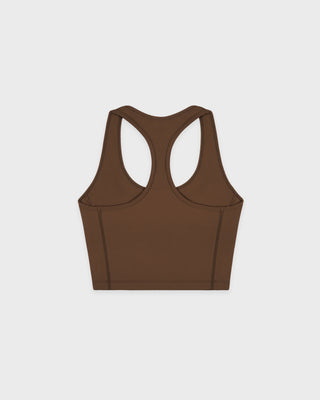 Serif Logo Sports Tank - Toffee/White