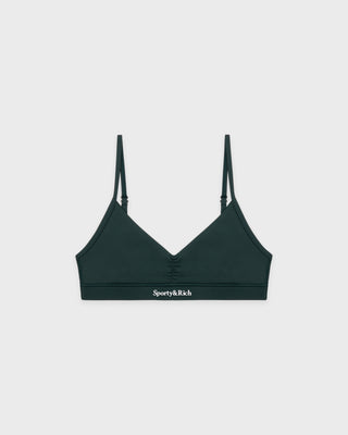Serif Logo Mini Sports Bra - Forest/White