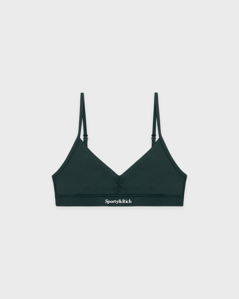 Serif Logo Mini Sports Bra - Forest/White – Sporty & Rich