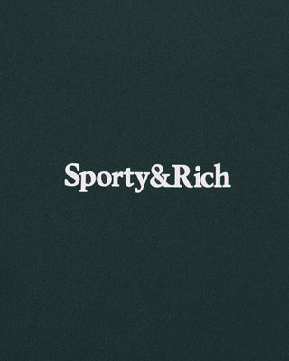White 'Sporty&Rich' logo on a dark green background