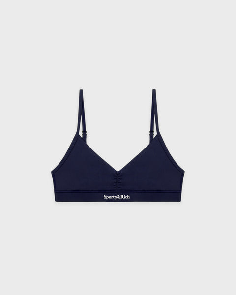 Serif Logo Mini Sports Bra - Navy/White