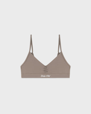 Signature Logo Mini Sports Bra - Hazelnut/White