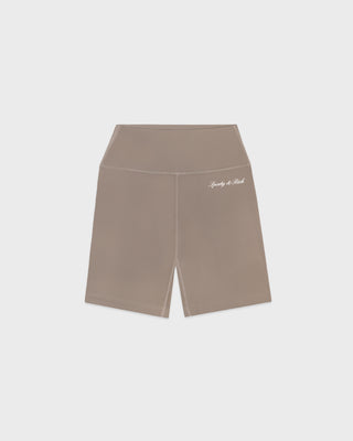 Signature Logo Biker Short - Hazelnut/White
