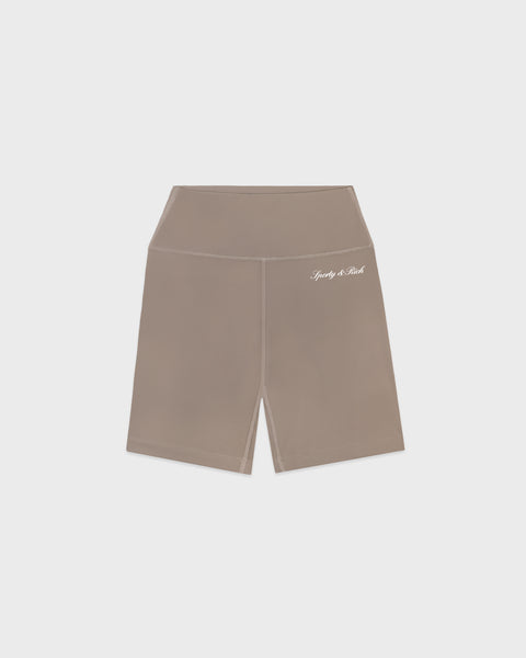 Signature Logo Biker Short - Hazelnut/White