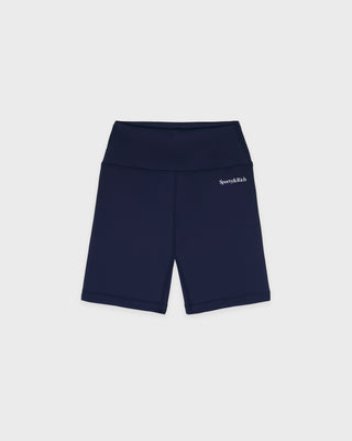 Serif Logo Biker Short - Navy/White