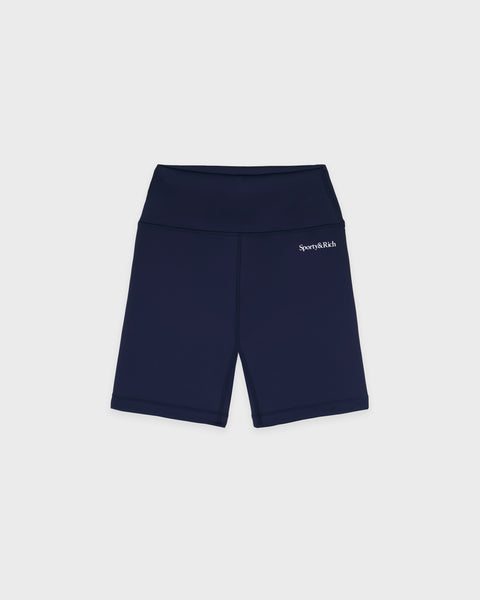 Serif Logo Biker Short - Navy/White