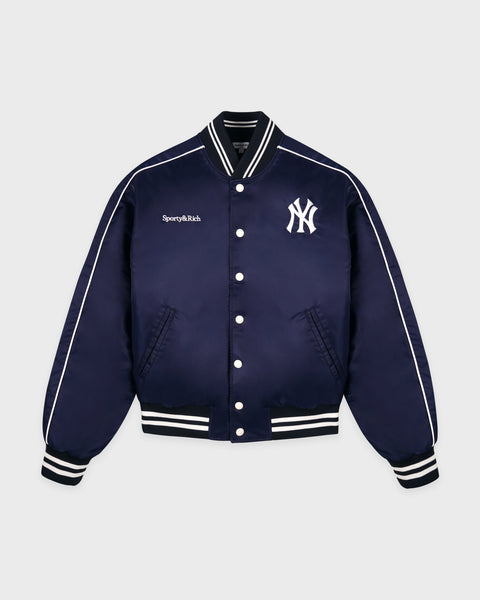 Yankees Curve Nylon Varsity Jacket - Navy/White – Sporty & Rich
