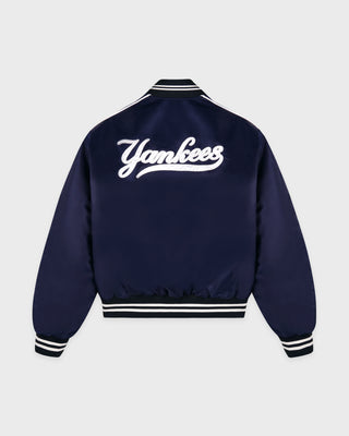 Yankees Curve Nylon Varsity Jacket - Navy/White