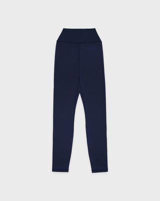 Navy blue leggings on a light gray background