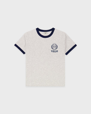 Yale Crest Ringer Tee - Heather Gray/Navy