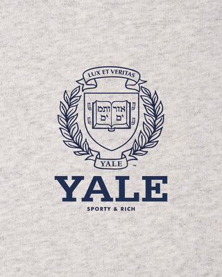 Yale Crest Ringer Tee - Heather Gray/Navy