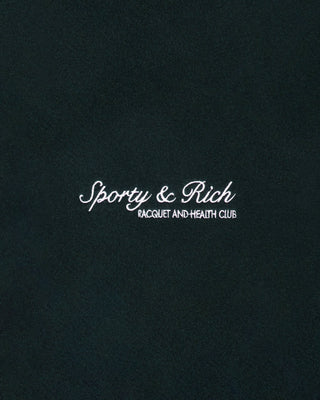 Black background with 'Sporty & Rich Racquet and Health Club' text