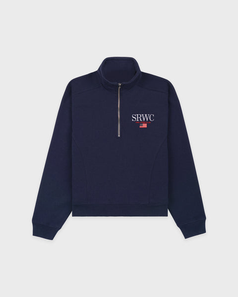 Nautical Embroidered Quarter Zip - Navy
