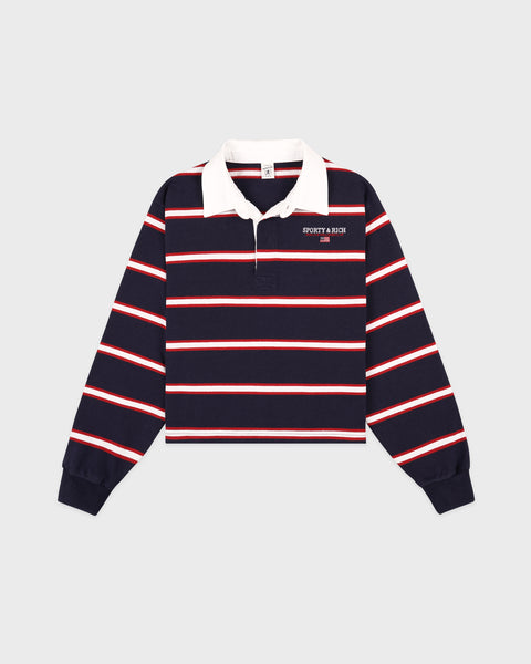 S&R Nautical Rugby Polo - Navy/White/Ruby
