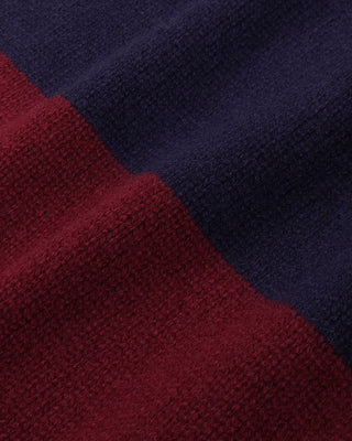 Serif Logo Cashmere Rugby Polo - Merlot/Navy/Ecru