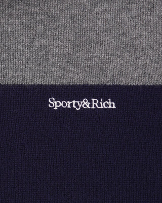 Serif Logo Cashmere Rugby Polo - Heather Gray/Navy/Ecru
