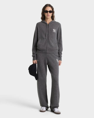 Heritage Yankees Serif Cashmere Zip Hoodie - Dark Grey/White