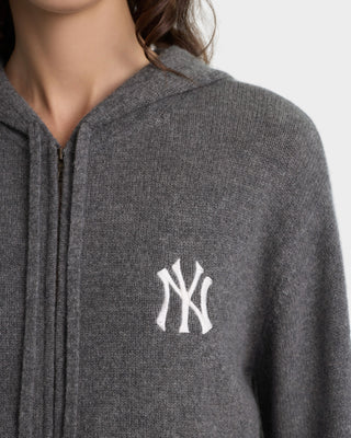 Heritage Yankees Serif Cashmere Zip Hoodie - Dark Grey/White
