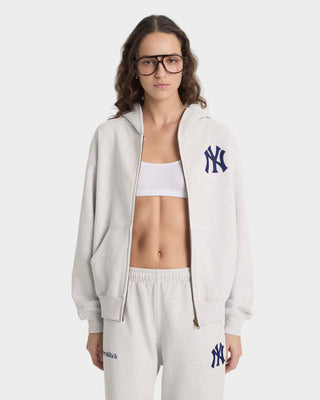 Heritage Yankees Serif Zip Hoodie - Heather Gray/Navy