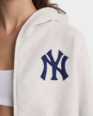 Heritage Yankees Serif Zip Hoodie - Heather Gray/Navy