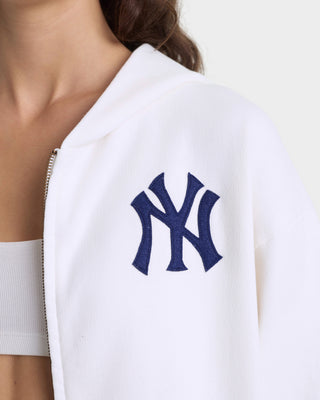 Heritage Yankees Serif Zip Hoodie - White/Navy