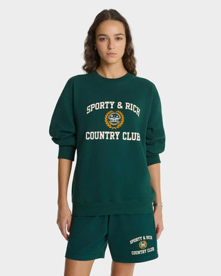 Varsity Crest Crewneck - Forest/Gold/Ecru