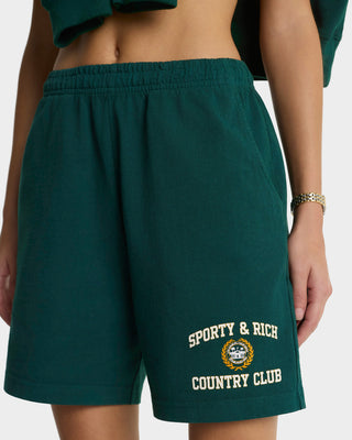Varsity Crest Gym Short - Forest/Gold/Ecru