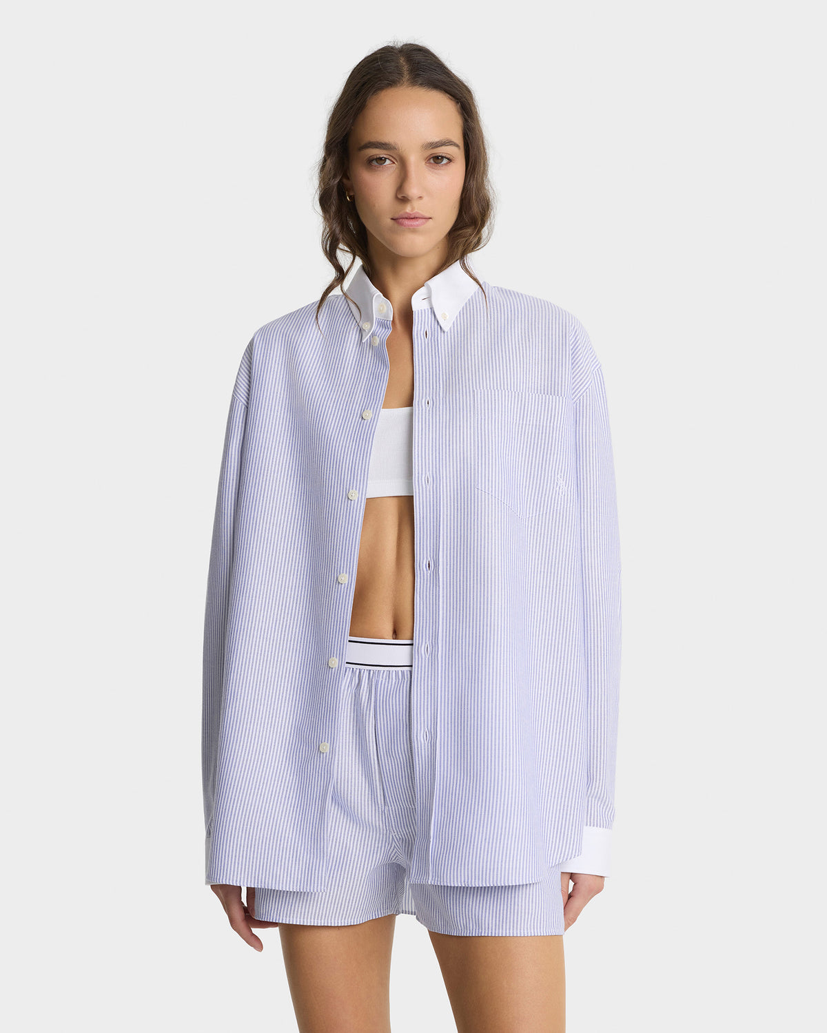 SRC Oversized Oxford Shirt - Navy Stripe