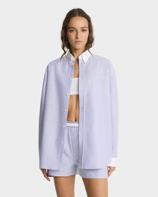 SRC Oversized Oxford Shirt - Navy Stripe