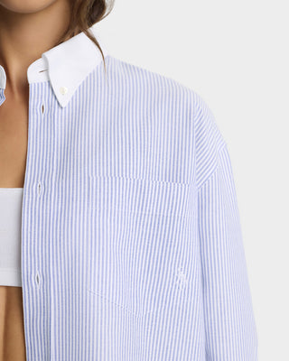 SRC Oversized Oxford Shirt - Navy Stripe