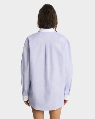 SRC Oversized Oxford Shirt - Navy Stripe