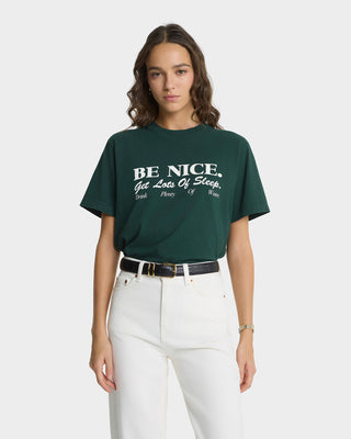 Be Nice T-Shirt - Forest/White