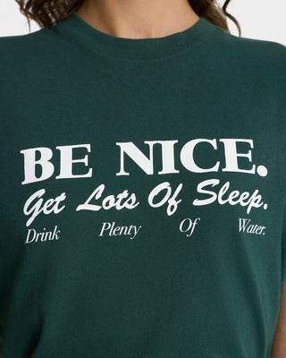 Be Nice T-Shirt - Forest/White