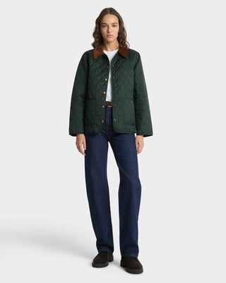 NY Crest Nylon Quilted Jacket - Forest/Tan