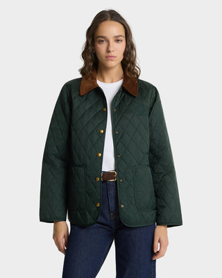 NY Crest Nylon Quilted Jacket - Forest/Tan