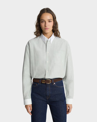 SRC Oversized Oxford Shirt - Forest striped