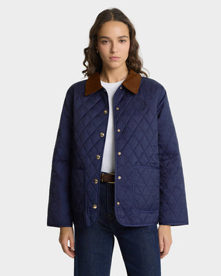 NY Crest Nylon Quilted Jacket - Navy/Tan