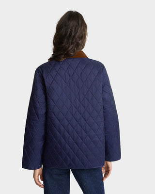 NY Crest Nylon Quilted Jacket - Navy/Tan