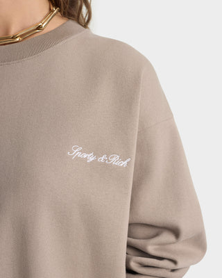 Signature Logo Embroidered Crewneck - Hazelnut/White