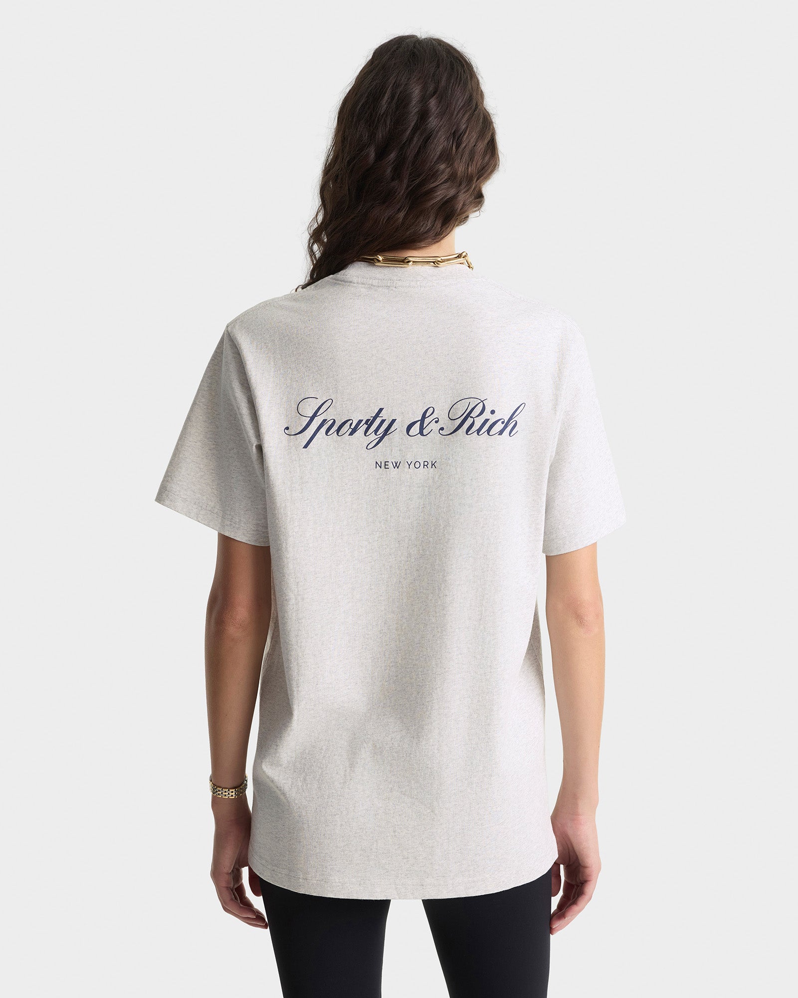 Signature NY T-Shirt - Heather Gray/Navy – Sporty & Rich