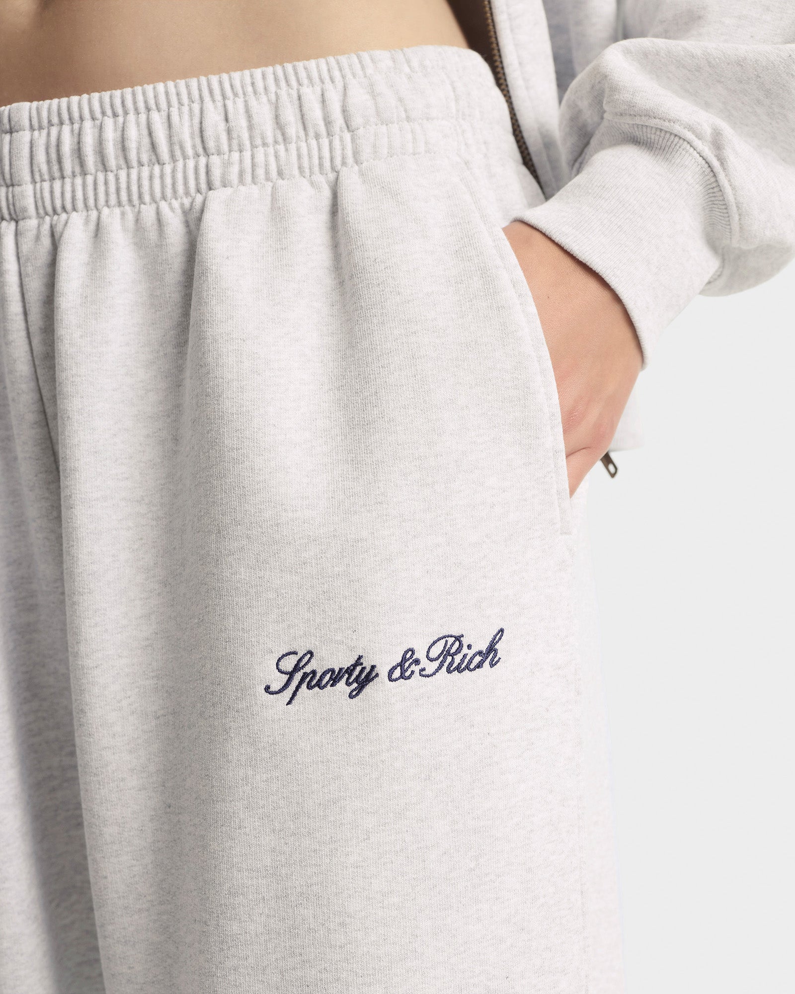 Signature Logo Embroidered Wide Sweatpant - Heather Gray
