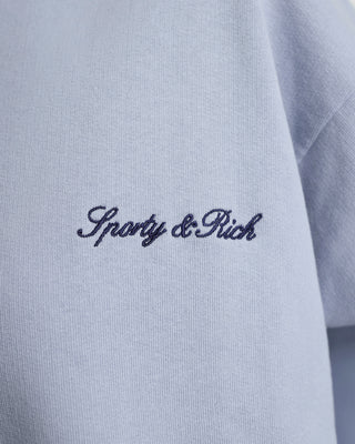 Signature Logo Embroidered Crewneck - Faded Blue/Navy