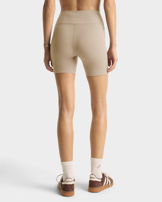 Signature Logo Biker Short - Hazelnut/White